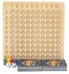 Tabla matematica educativa din lemn cu carduri pentru inmultire
