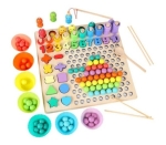 Joc Montessori 5 in 1 Logarithmic Plate Beads, din lemn