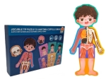 Set Corpul uman, puzzle lemn, 35 piese, model baietel, +6 ani