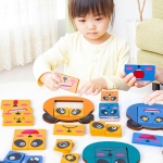 Joc educational Montessori din lemn – Panda Face Changer, multicolor