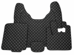 Covorase Auto din Piele Ecologica pentru DAF XF 106, Cutie Automata, Matlasate, Premium, Culoare Negru cu Cusatura Alba