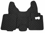 Covorase Auto din Piele Ecologica pentru DAF XF 105, Cutie Automata, Matlasate, Premium, Culoare Negru cu Cusatura Alba