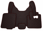 Covorase Auto din Piele Ecologica pentru DAF XF 105, Cutie Automata, Matlasate, Premium, Culoare Negru cu Cusatura Rosie