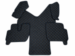 Covorase Auto din Piele Ecologica pentru IVECO Stralis, Cutie Automata, Matlasate, Premium, Culoare Negru cu Cusatura Albastra