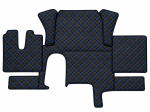 Covorase Auto din Piele Ecologica pentru MAN TGX, Cutie Automata, Cutie Mica, Un Sertar, Matlasate, Premium, Culoare Negru cu Cusatura Albastra