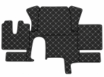Covorase Auto din Piele Ecologica pentru MAN TGX, Cutie Automata, Cutie Mica, Un Sertar, Matlasate, Premium, Culoare Negru cu Cusatura Alba