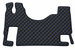Covorase Auto din Piele Ecologica pentru Mercedes Actros MP3, Cutie Automata, Podea Plana, Matlasate, Premium, Culoare Negru cu Cusatura Albastra