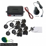 Senzor de parcare cu alarmă vocală umană cu 4 senzori negri. Sistem de monitorizare radar de rezervă pentru asistență inversă