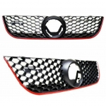 Grila Centrala Flexzon, Pentru Volkswagen VW Polo GTI, 2005-2009. Negru cu Linie Rosie